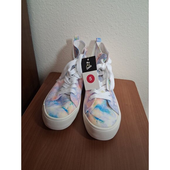 NWT Art Class High Top Sneakers Colorful Tie Dye Retro 90s Y2K Girls Size 5 - Picture 1 of 6